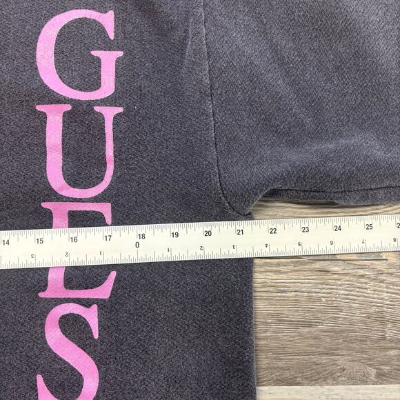 Vintage Guess Sweatshirt ‎ 80s 90s Charcoal Gray Womens L Spellout Crewneck USA - Picture 6 of 10